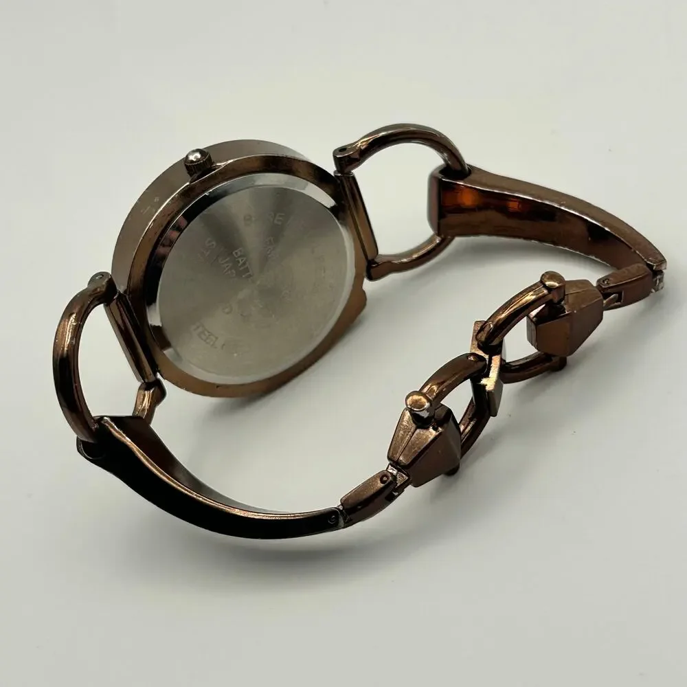 Metallic Brown Exaggerated Stainless Steels Women's Quartz Watch Working
